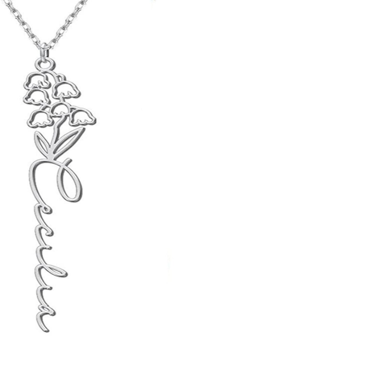 "Birthday Flower" - Name Customized Rose Necklace