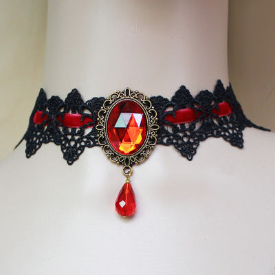 Vintage Lace Stone Necklace Choker