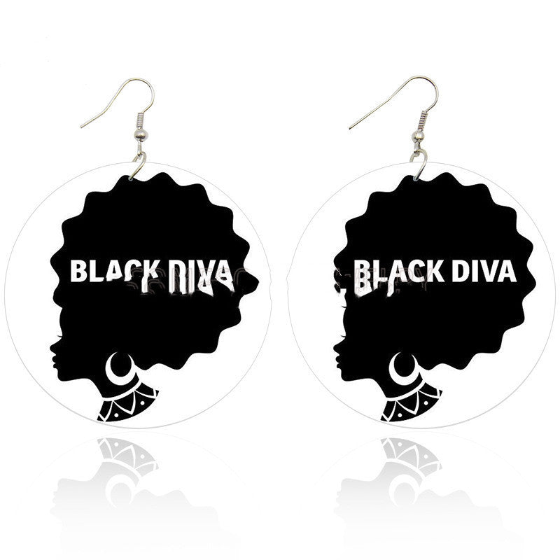 "Dear Black Girl" - Wooden Printed Earrings