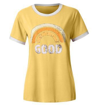 "Good Vibes" - Rainbow Pattern Printed Short-sleeved T-shirts