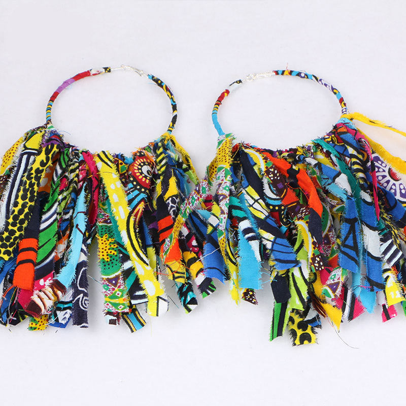 Ankara Dangle Hoop Earrings