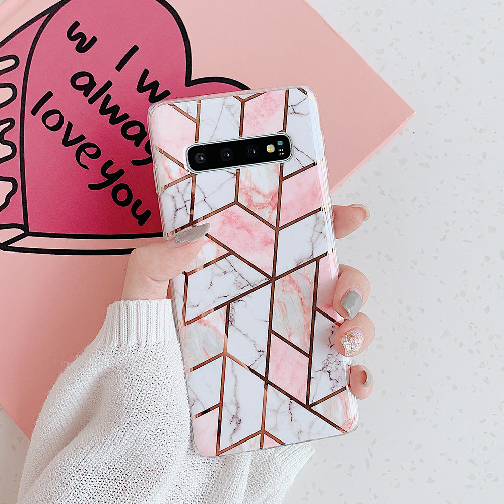 Shockproof Mosaic Marble Phone Case - Galaxy A40, A41, A50, A51, A51 5G, A70, A71 5G, A 71, Note 10, Note 10 Plus, S10, S10 Plus, S10e, S20, S20 Ultra, S20 Plus, S8, S8 Plus, S9, S9 Plus, 10 Plus, S20 U