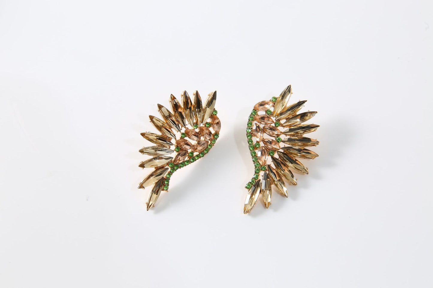 Exaggerated Micro-inlaid Crystal Wing Earrings
