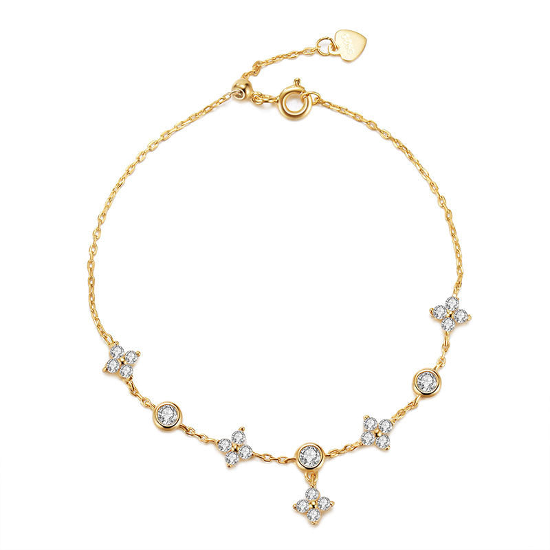 "Good Luck" - Simulated Diamond Clover Bracelet
