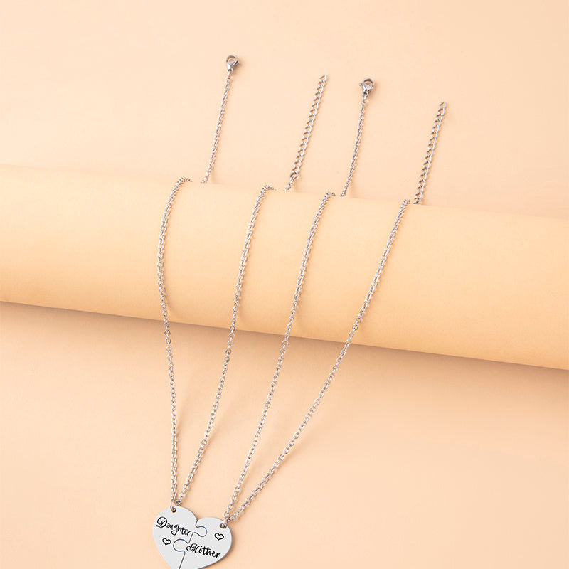 "Mom's Puzzle"- Daughter/ Mother Heart Puzzle Pendant Necklace