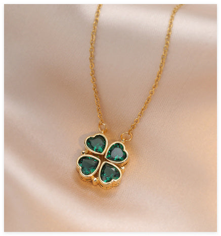 "Emerald Clover" - Titanium Steel Necklace