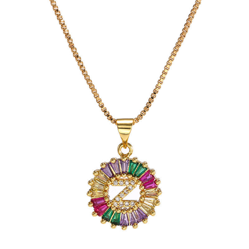 "Rainbow Letter" - Stainless Steel Pendant Necklace