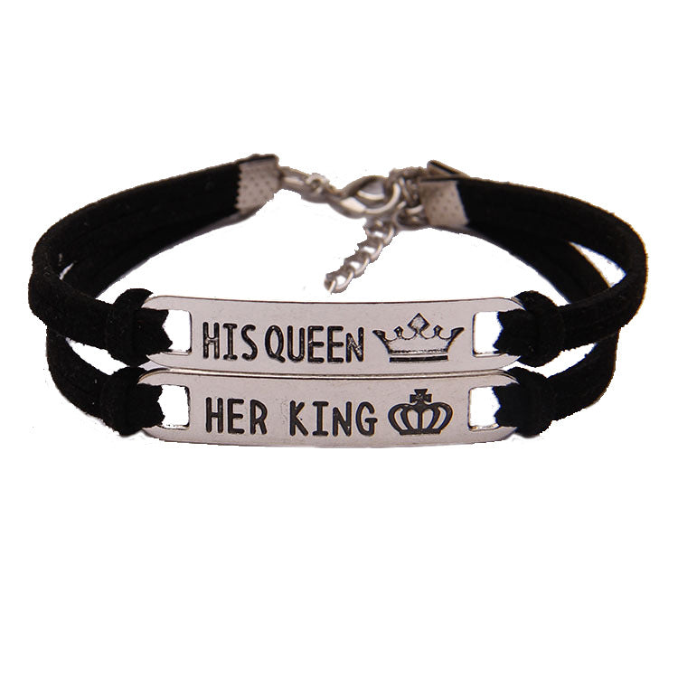 Alloy His Queen,Her King Bracelet for Couples
