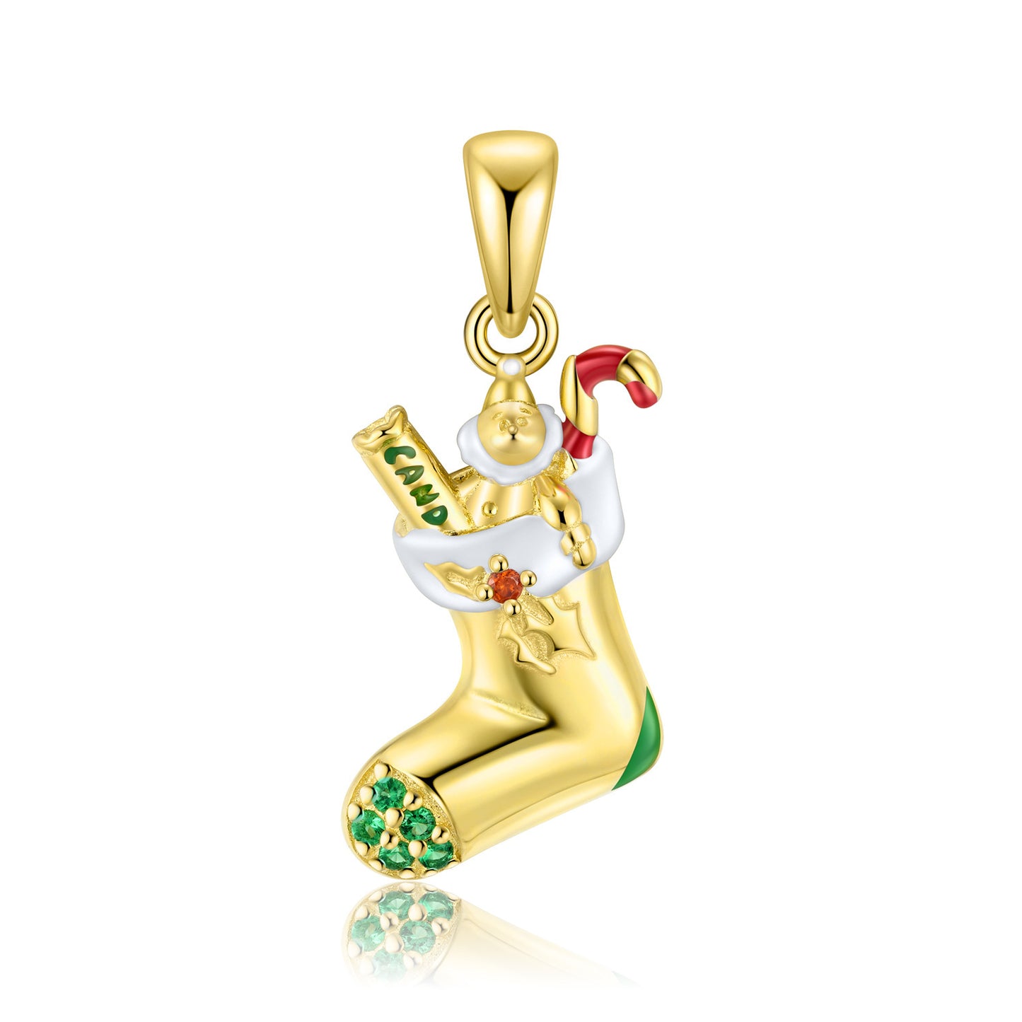 S925 Sterling Silver Christmas Stocking Necklace Pendant