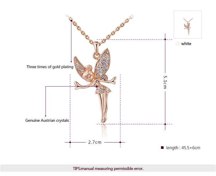Rose Gold 18K Crystal Fairy Necklace