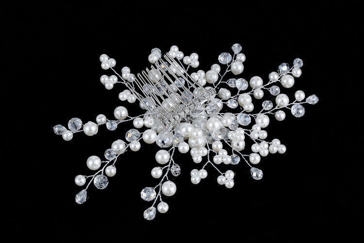 Handmade Beaded Crystal String Haircomb for Bridal