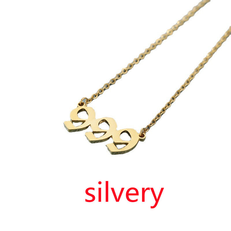 Old English Numerology Stainless Steel Necklace