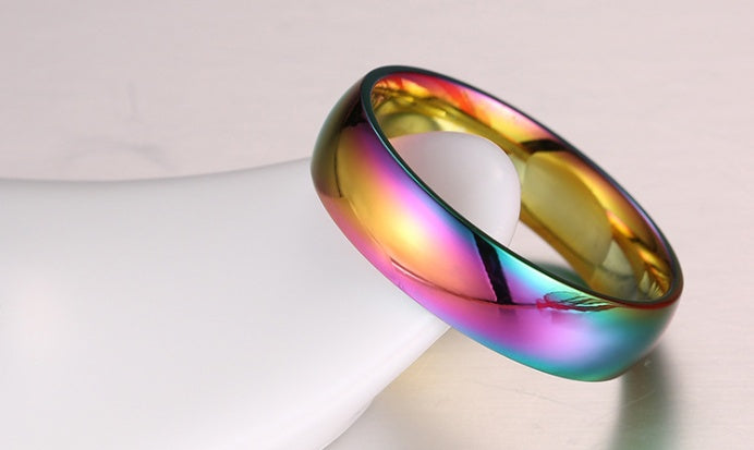 Rainbow Hematite Stainless Steel Ring