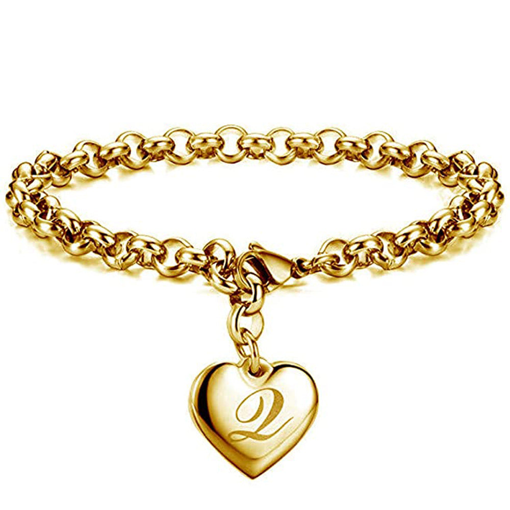 "Charmed Hearts" - Titanium Steel Letter Bracelet