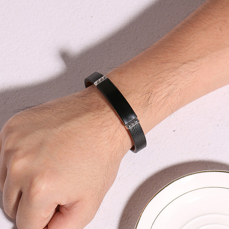 Faux Leather Stainless Steel Bracelet