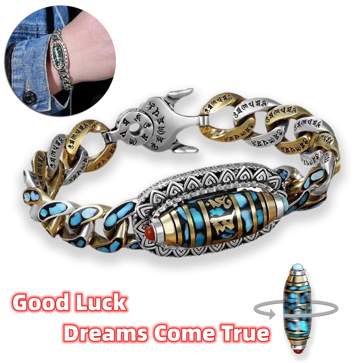 Retro Multicolored Rotating Positive Energy Bracelets