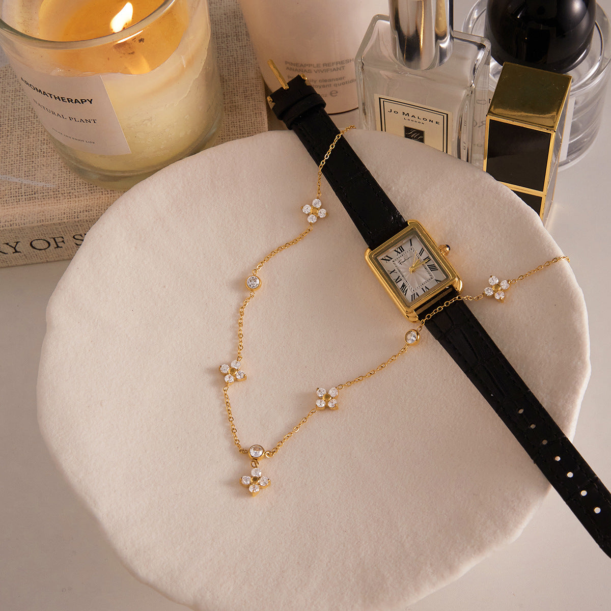 Titanium Steel Zircon Four-leaf Clover Necklace