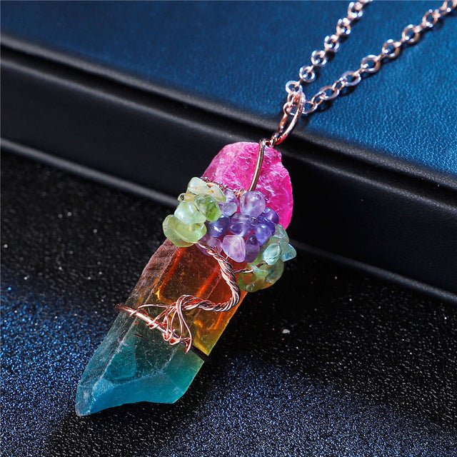 Natural Crystal Copper Wire Necklace For Women And Men