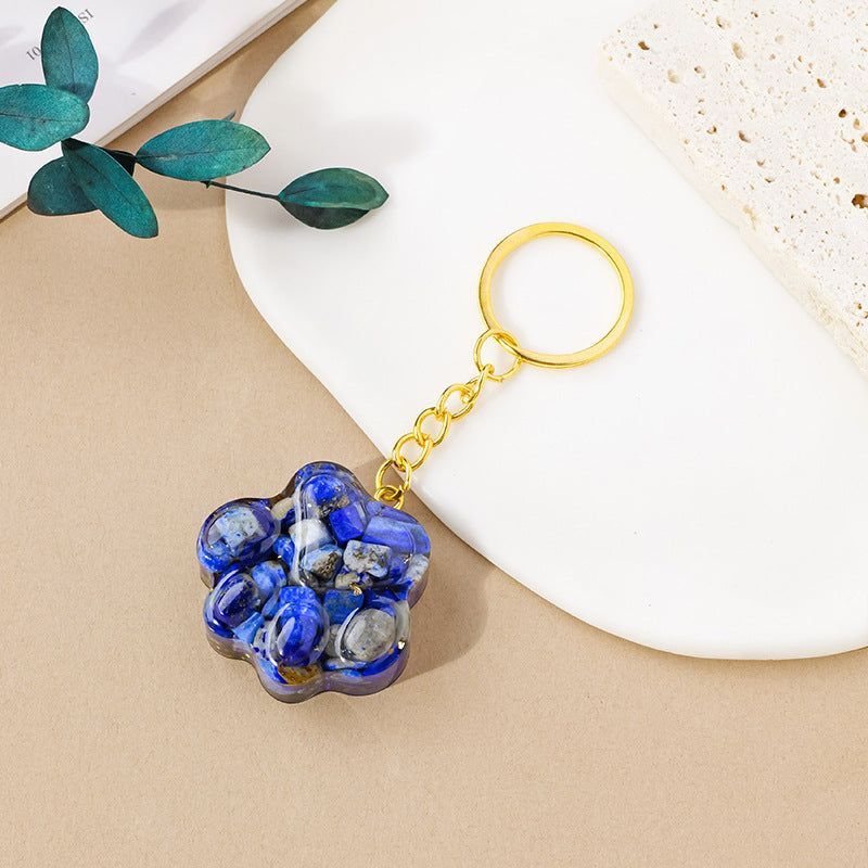 Natural Crystal Cat's Paw Keychain