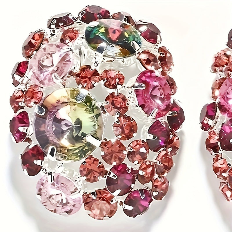 Colorful Crystals Earrings With Diamonds
