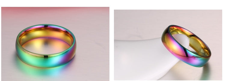 Rainbow Hematite Stainless Steel Ring