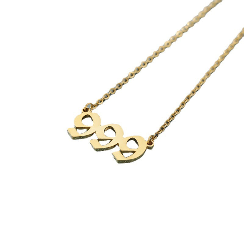 Old English Numerology Stainless Steel Necklace