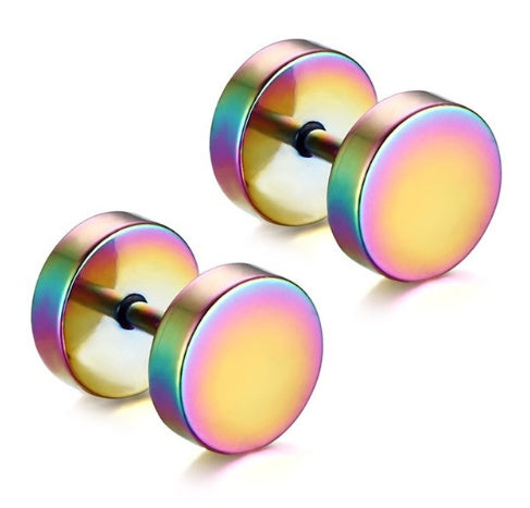8MM Stainless Steel Barbell Earrings