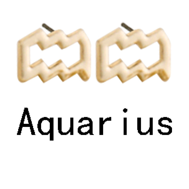 Zodiac Symbol Gold-plated Stud Earrings