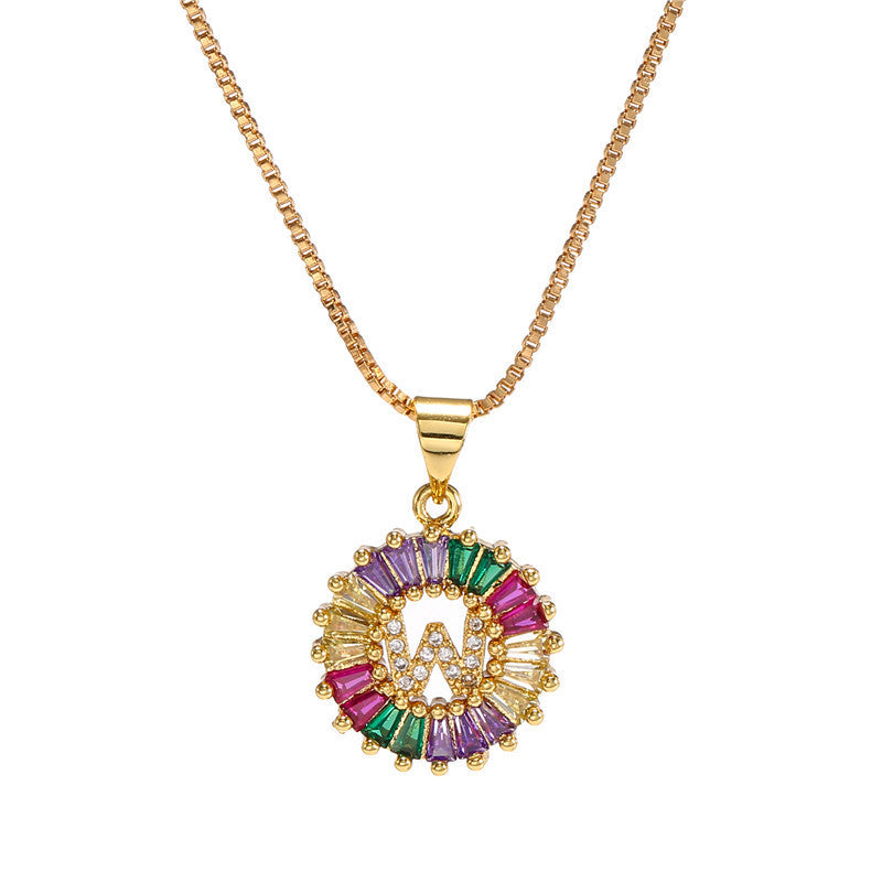 "Rainbow Letter" - Stainless Steel Pendant Necklace
