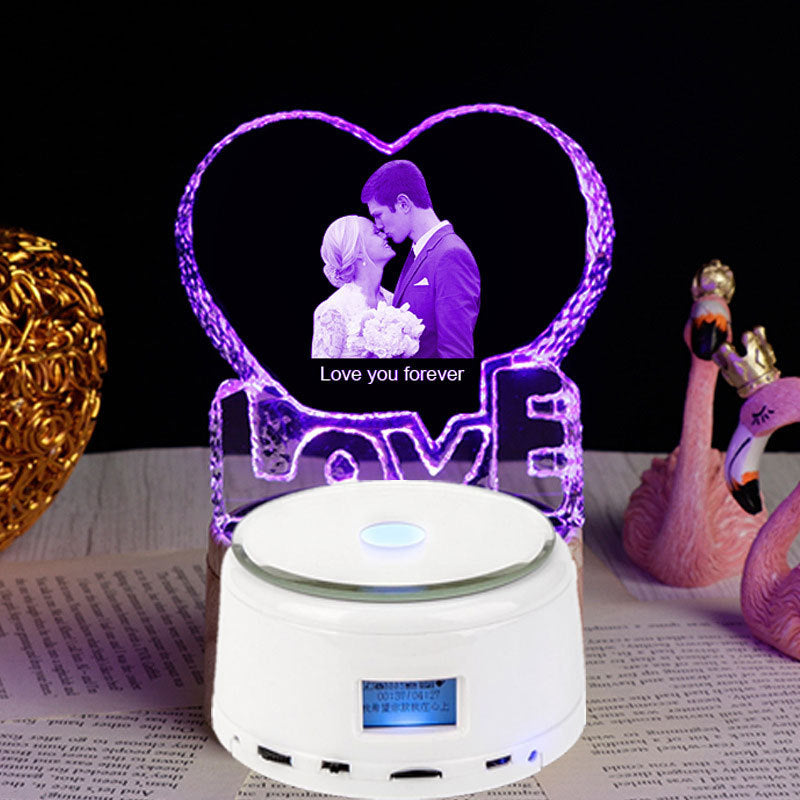 "Love Crystal Ornaments" - 3D Color Changing/Rotating Bluetooth Music Player