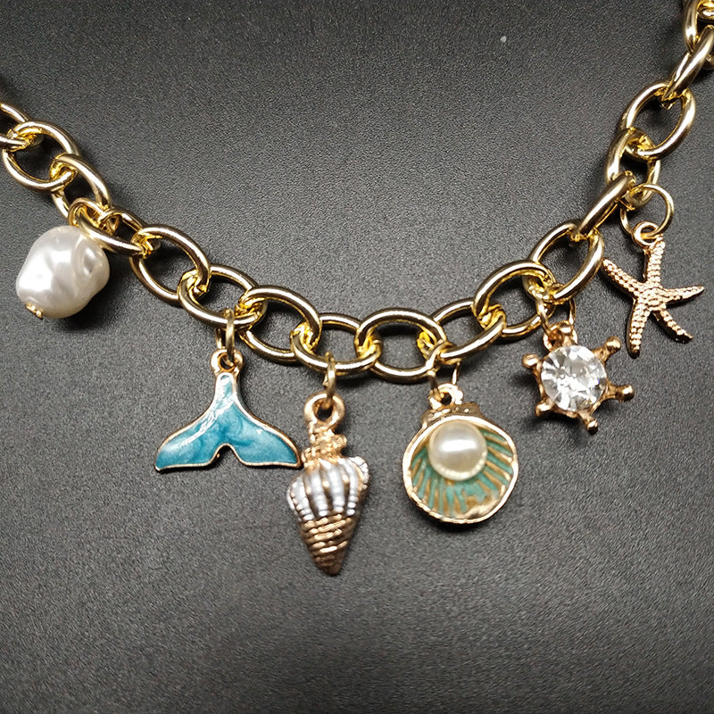 Ocean Fan Pearl Charm Bracelet