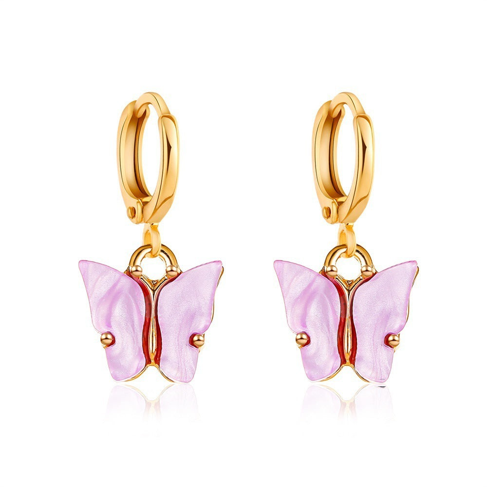 Enamel Heart and Butterfly Stud Earrings