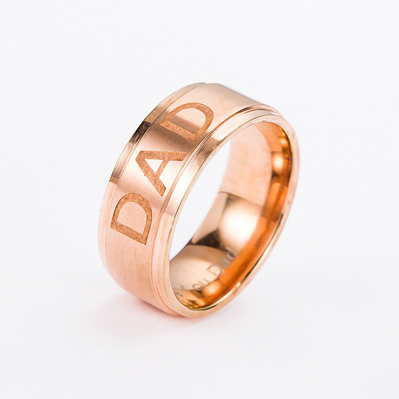 Monogram Dad Titanium Steel Ring