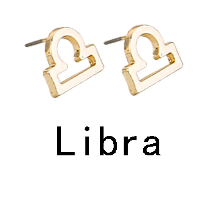 Zodiac Symbol Gold-plated Stud Earrings