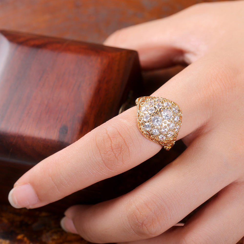 "Sparke Darling" - Hemispherical Copper Inlaid Zircon Ring