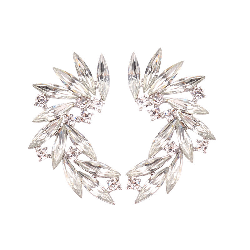 Alloy Diamond Feather Ear Cuffs