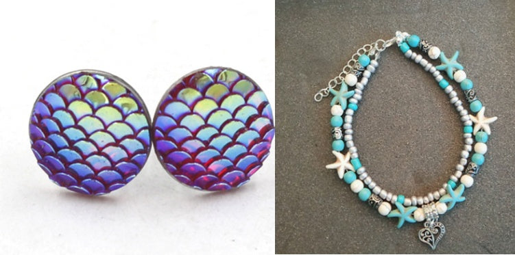 Mermaid Scales Earrings + Anklet