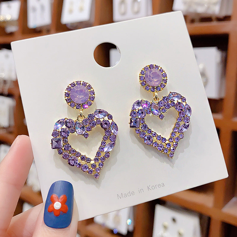 Temperament Crystal Love Earrings