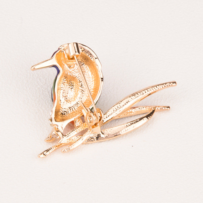 Handmade Woodpecker Crystal Glass Brooch