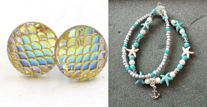 Mermaid Scales Earrings + Anklet
