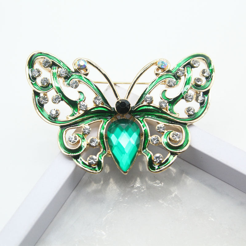 Hollow Crystal Butterfly Brooch