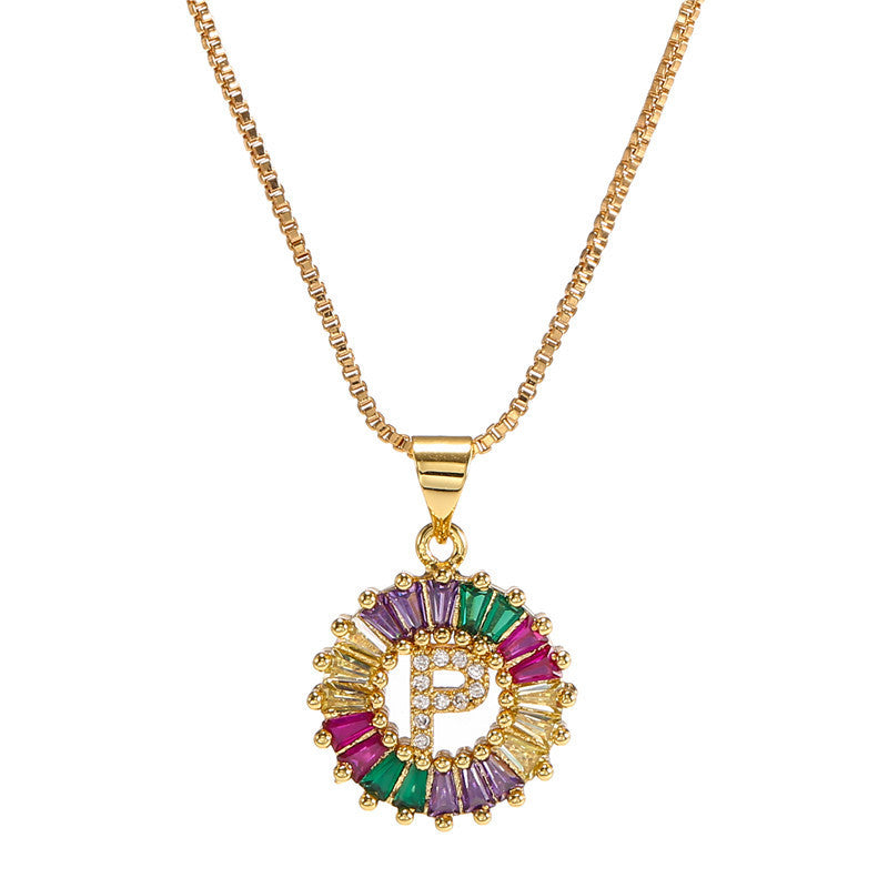 "Rainbow Letter" - Stainless Steel Pendant Necklace