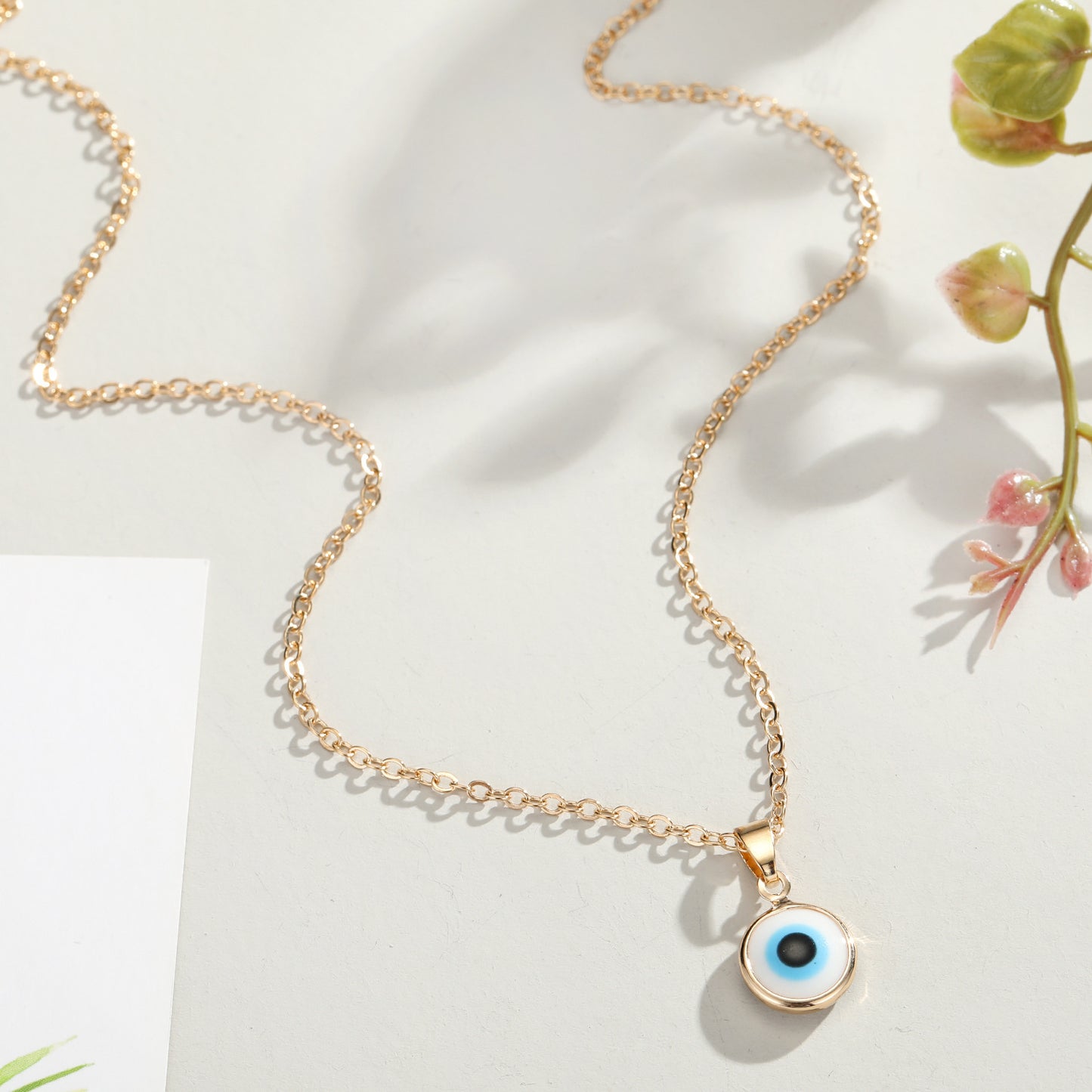 Evil Eye Protection Clavicle Chain Necklace and Bracelet