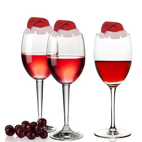 DIY Christmas Hats for Wine and Champagne Glass