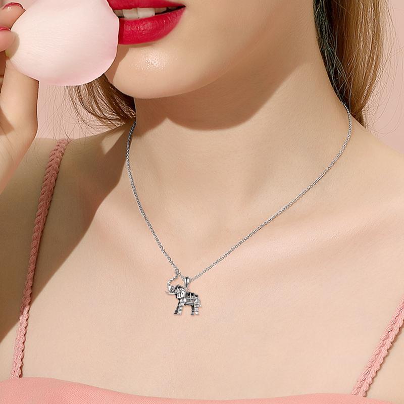 "Strong and Resilient" - Vintage Sterling Silver Elephant Pendant Necklace for Women and Men