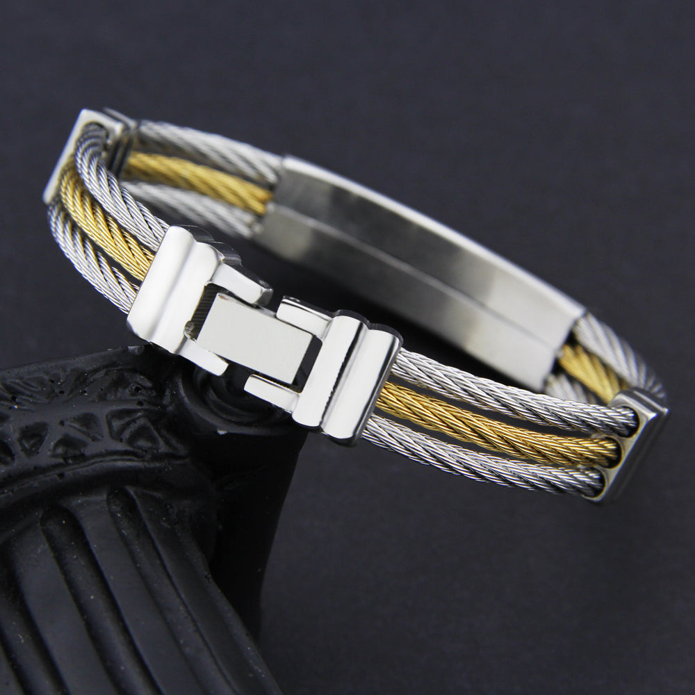 Stainless Steel Three Rows Wire Chain Bracelets