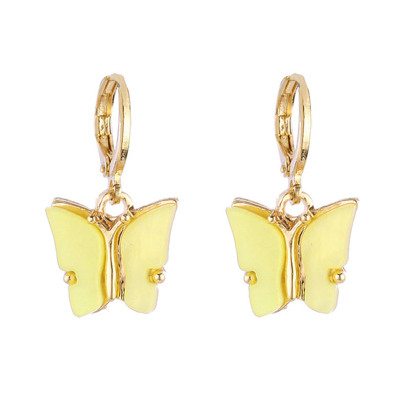 Enamel Heart and Butterfly Stud Earrings