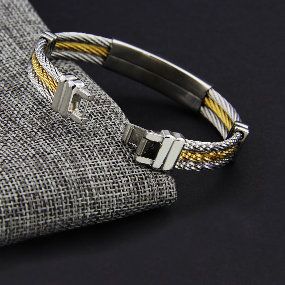 Stainless Steel Three Rows Wire Chain Bracelets