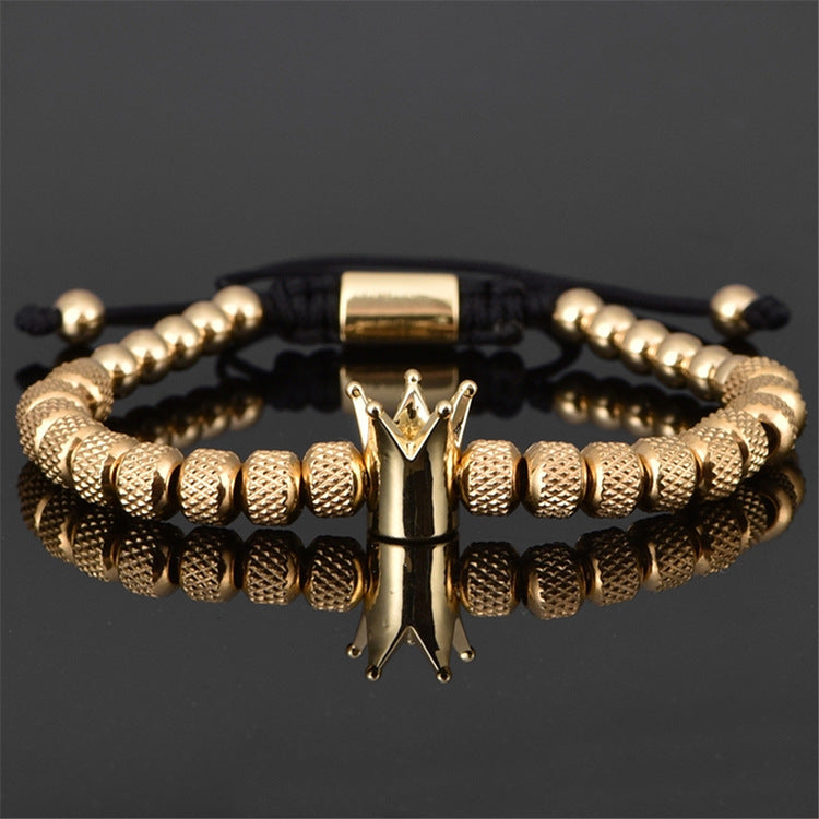Stainless Steel Luxury Roman Royal Crown Charm Bracelet
