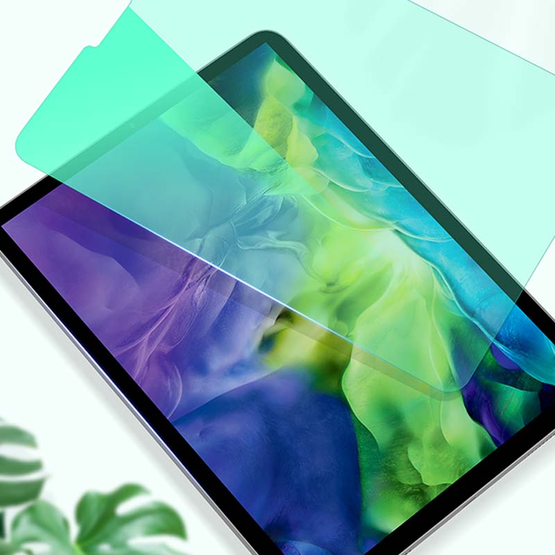 HD Full Screen Tempered Glass Film - Compatible with Apple IPad (7-10.2 inches, iPad Mini 4 - 5,  iPad Pro 11 - 12.9) - Green Light Eye Protection